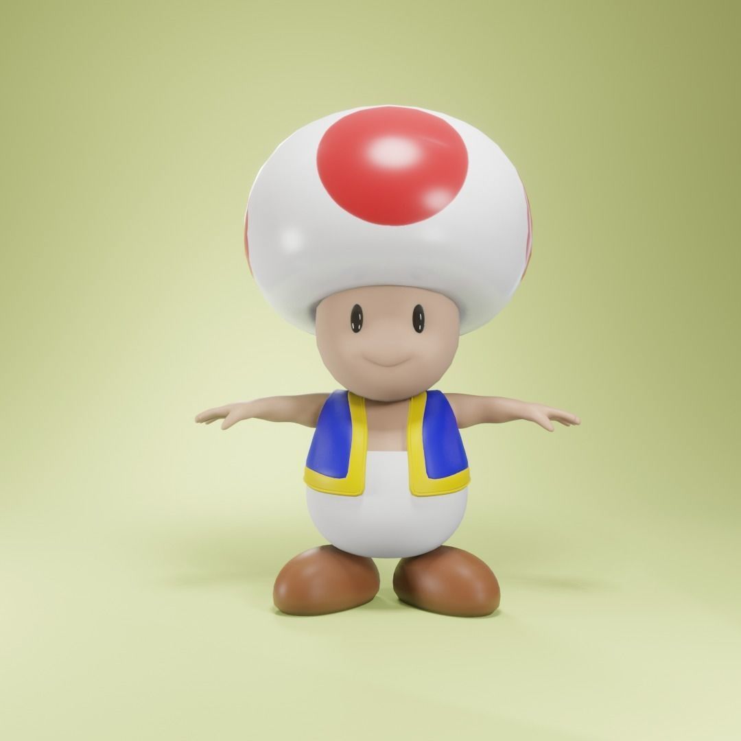 Toadstool toad character from super mario Low-poly 3D model_15