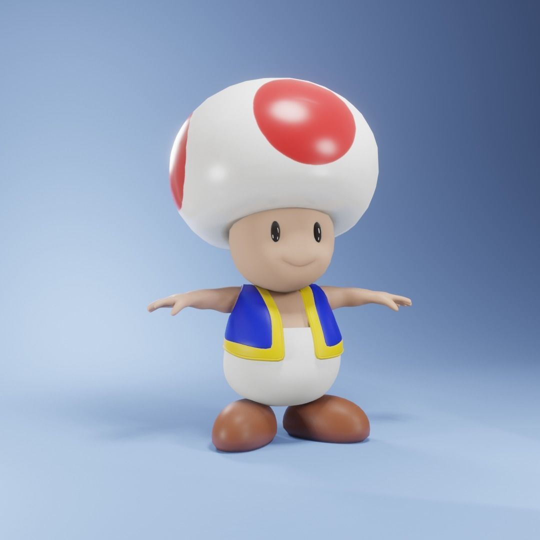 Toadstool toad character from super mario Low-poly 3D model_8