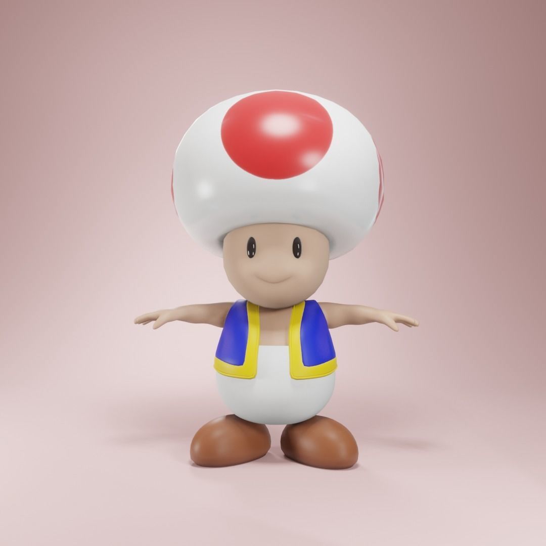 Toadstool toad character from super mario Low-poly 3D model_3