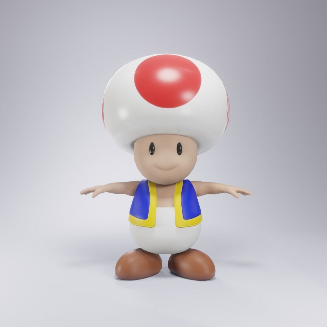 Toadstool toad character from super mario Low-poly 3D model_5