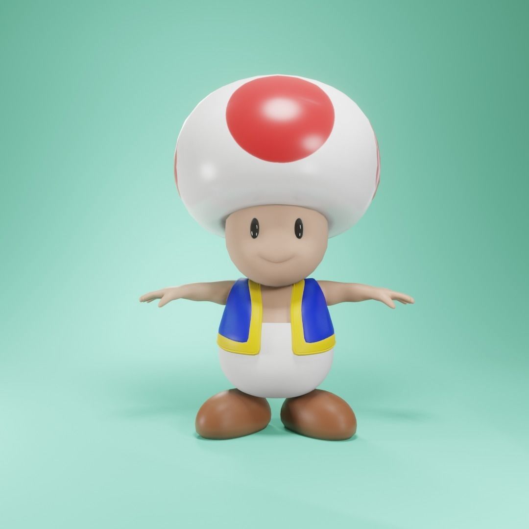 Toadstool toad character from super mario Low-poly 3D model_13