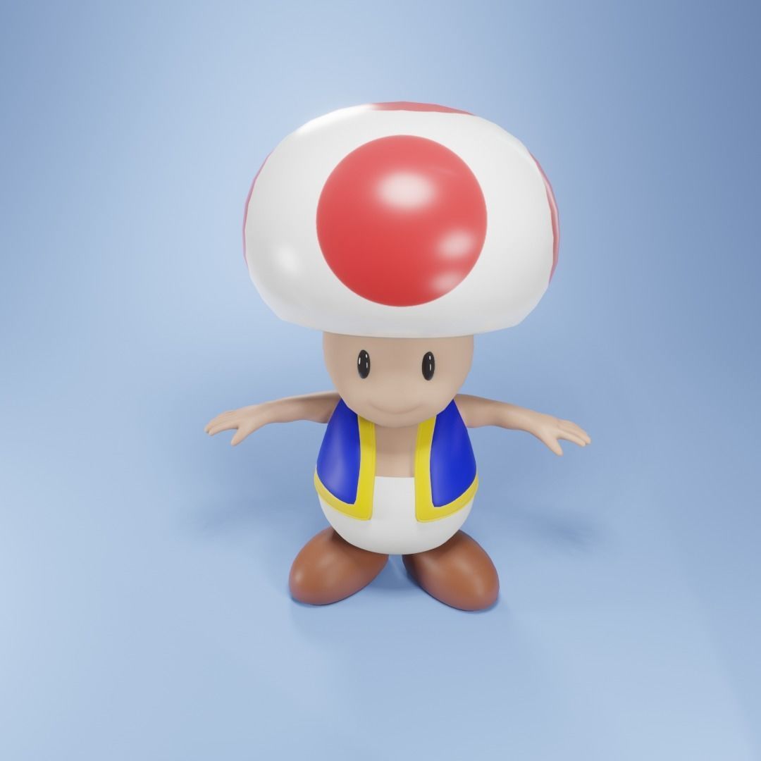 Toadstool toad character from super mario Low-poly 3D model_9