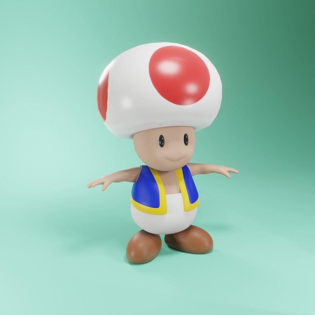 Toadstool toad character from super mario Low-poly 3D model_14