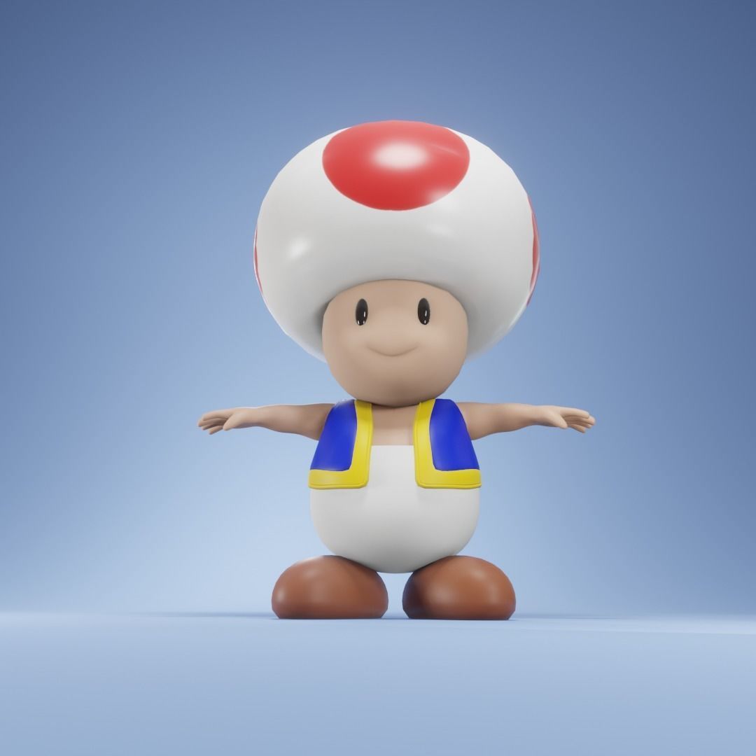Toadstool toad character from super mario Low-poly 3D model_10