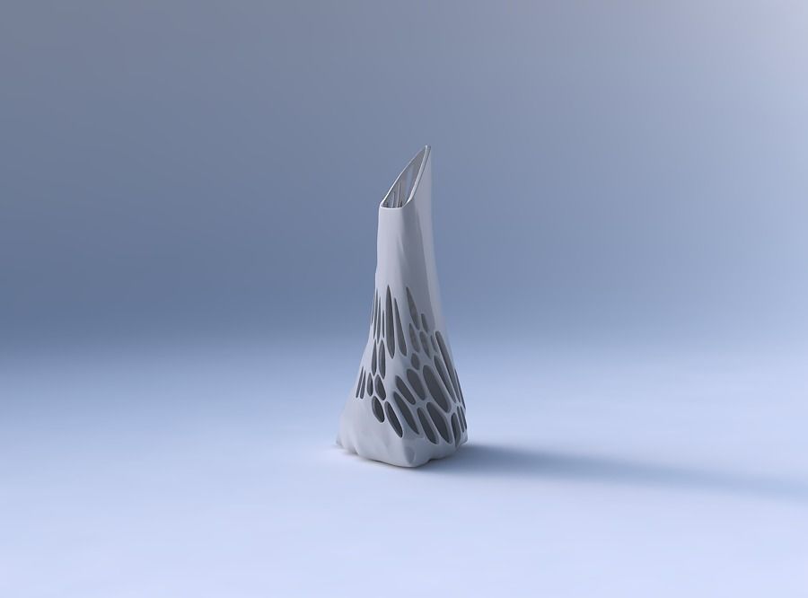 Vase grounded tipping triangle with twisted half organic lattice 3D print model_4