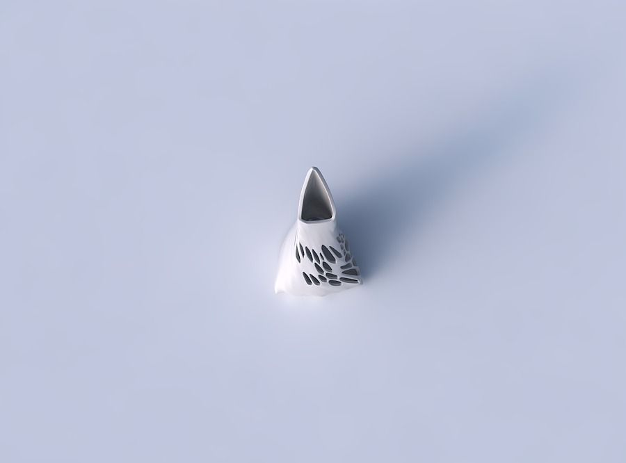 Vase grounded tipping triangle with twisted half organic lattice 3D print model_2