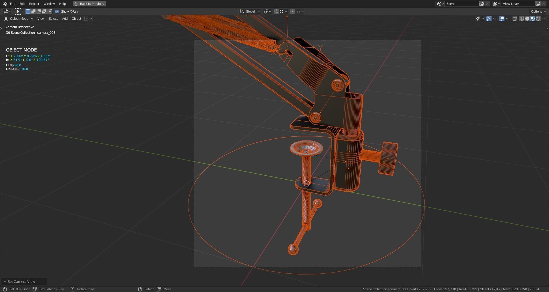 Rigged Desktop Microphone Pantograph 3D model_24