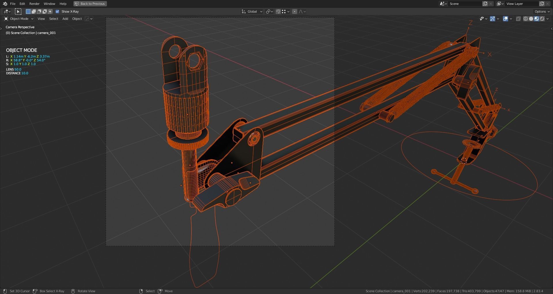 Rigged Desktop Microphone Pantograph 3D model_23