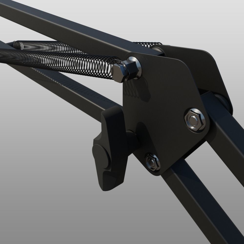 Rigged Desktop Microphone Pantograph 3D model_9