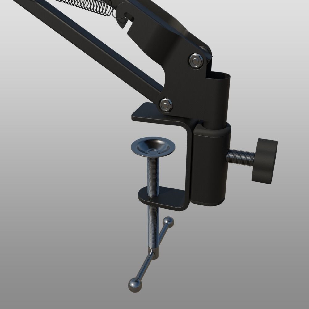 Rigged Desktop Microphone Pantograph 3D model_6