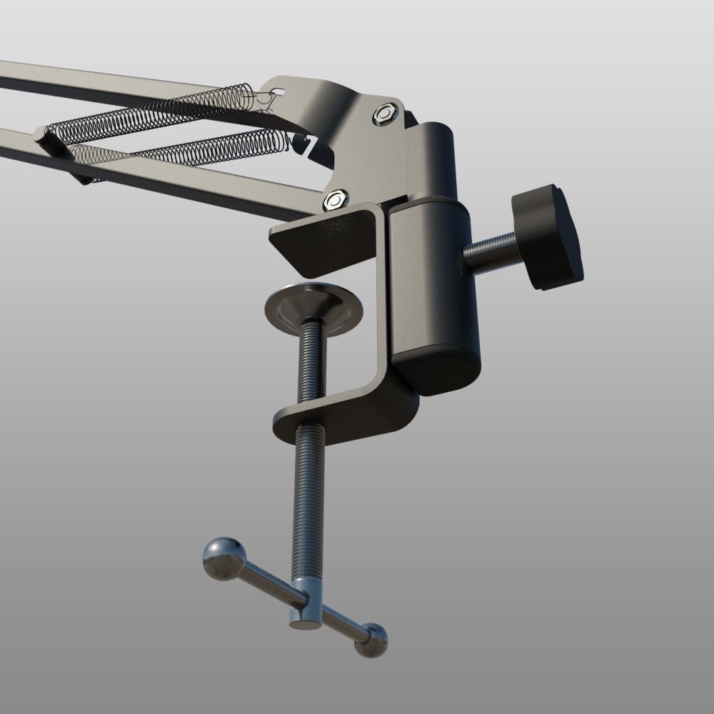 Rigged Desktop Microphone Pantograph 3D model_1