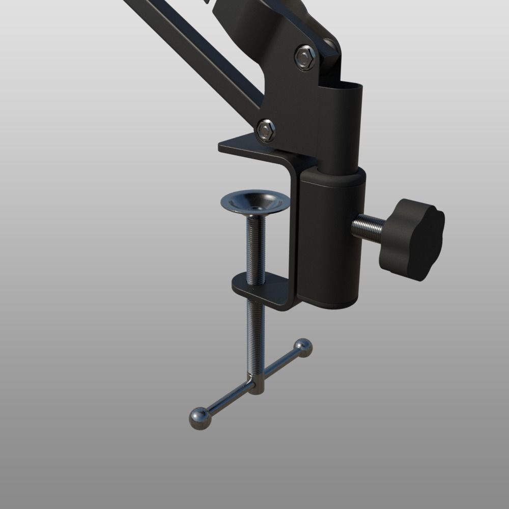 Rigged Desktop Microphone Pantograph 3D model_4