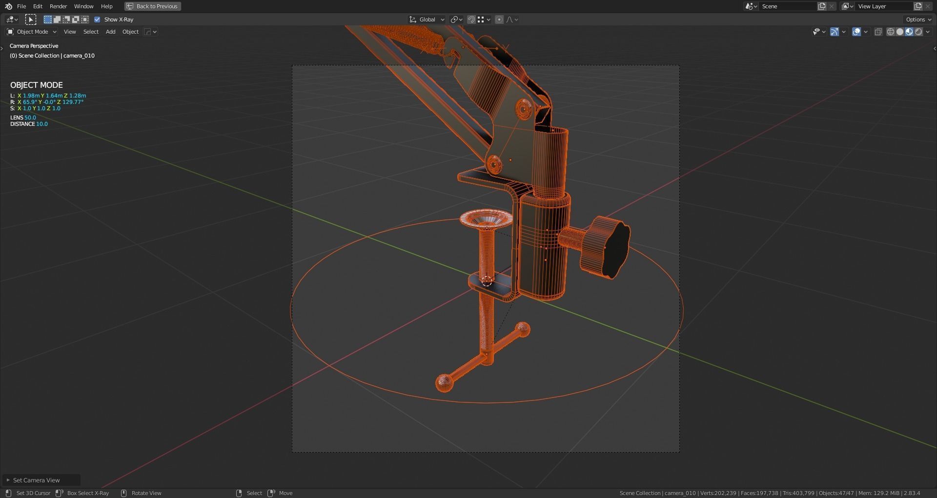 Rigged Desktop Microphone Pantograph 3D model_16
