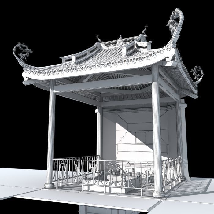Chinese ancient architecture Pavilion 3D model_3
