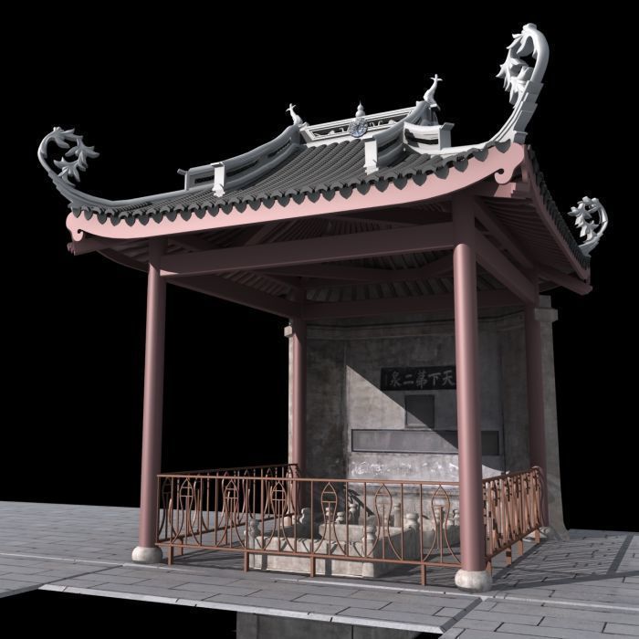 Chinese ancient architecture Pavilion 3D model_2