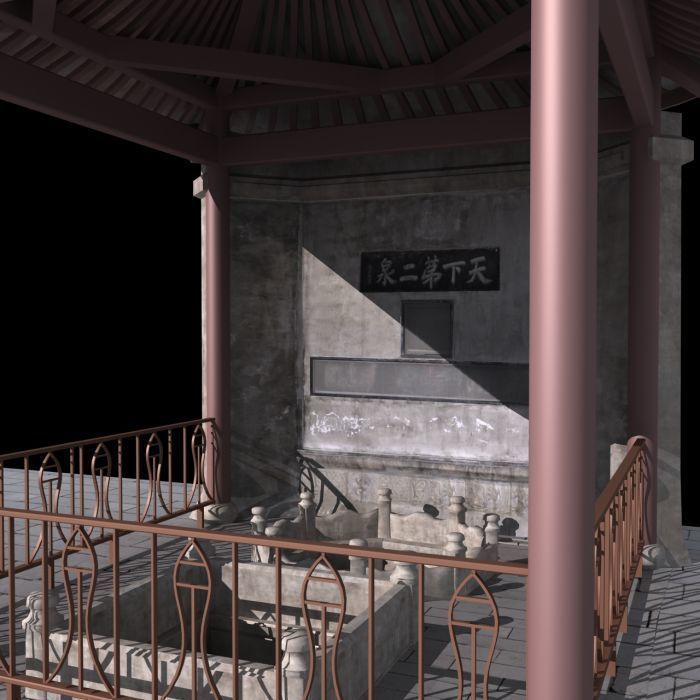 Chinese ancient architecture Pavilion 3D model_1