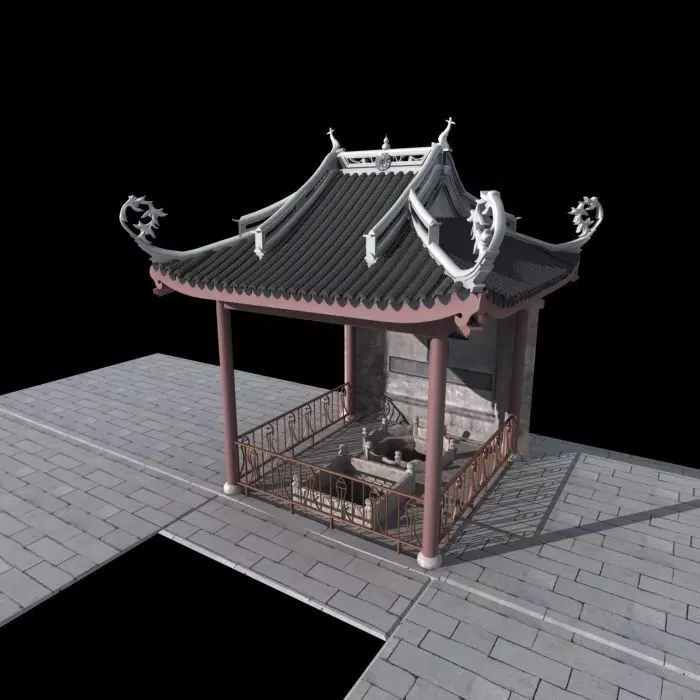 Chinese ancient architecture Pavilion 3D model_0