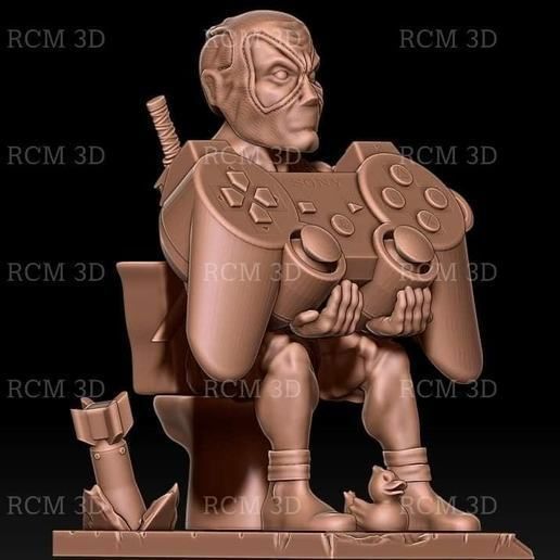 Deadpool cellphone and joystick holder 3D print model_2