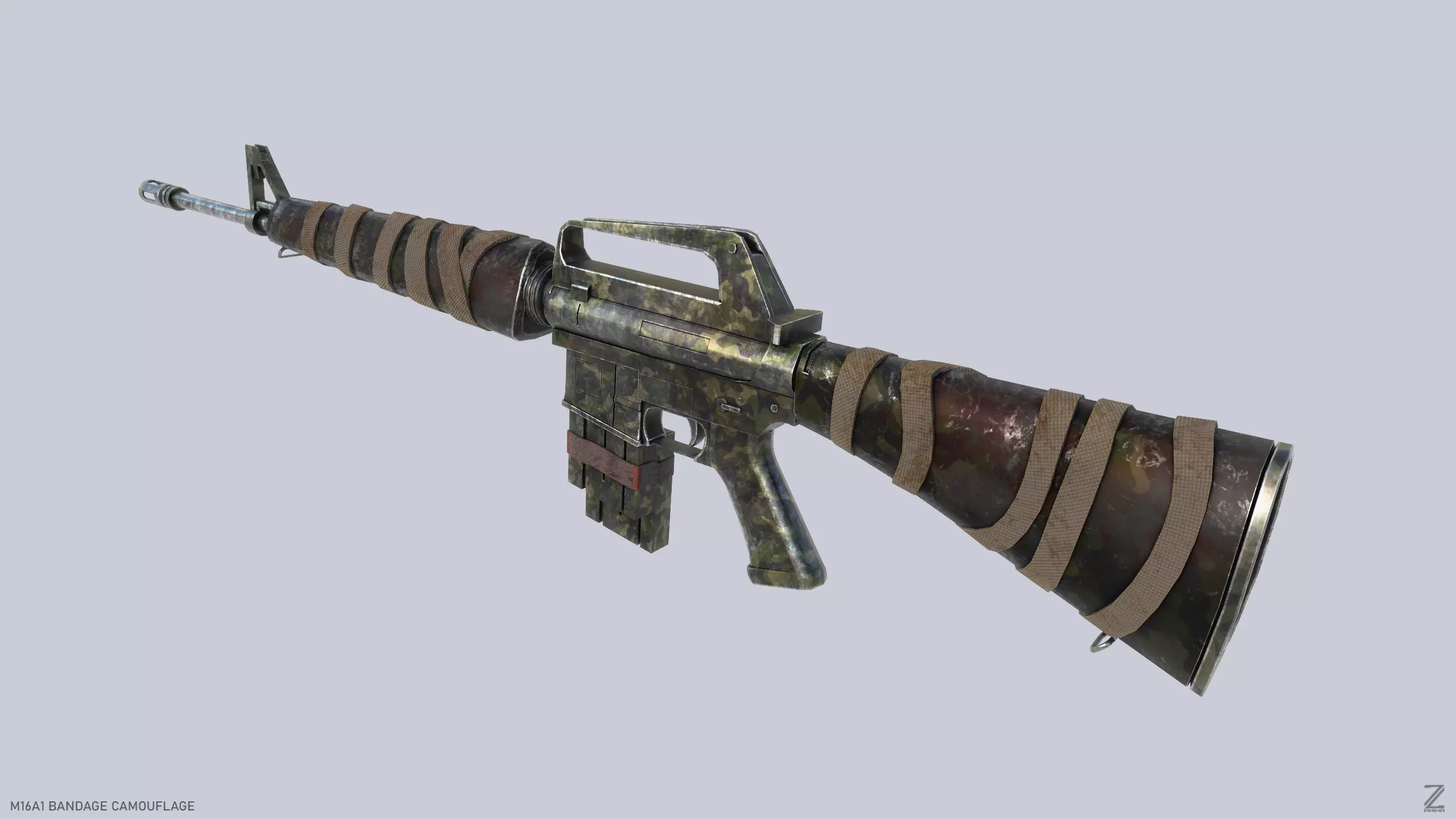 M16A1 Bandage Camouflage Low-poly 3D model_0
