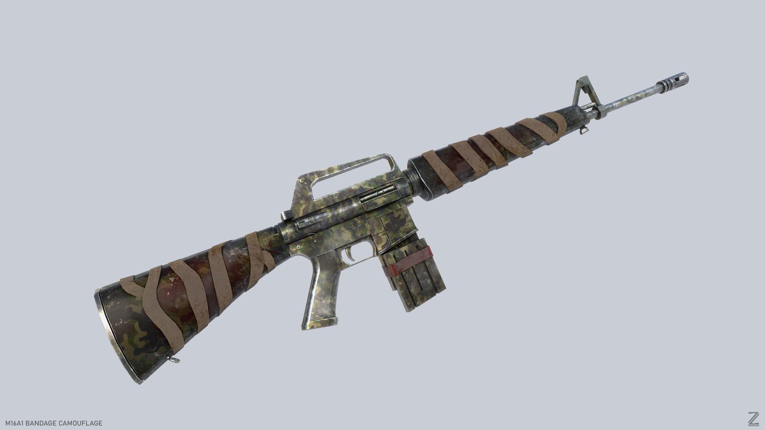 M16A1 Bandage Camouflage Low-poly 3D model_9