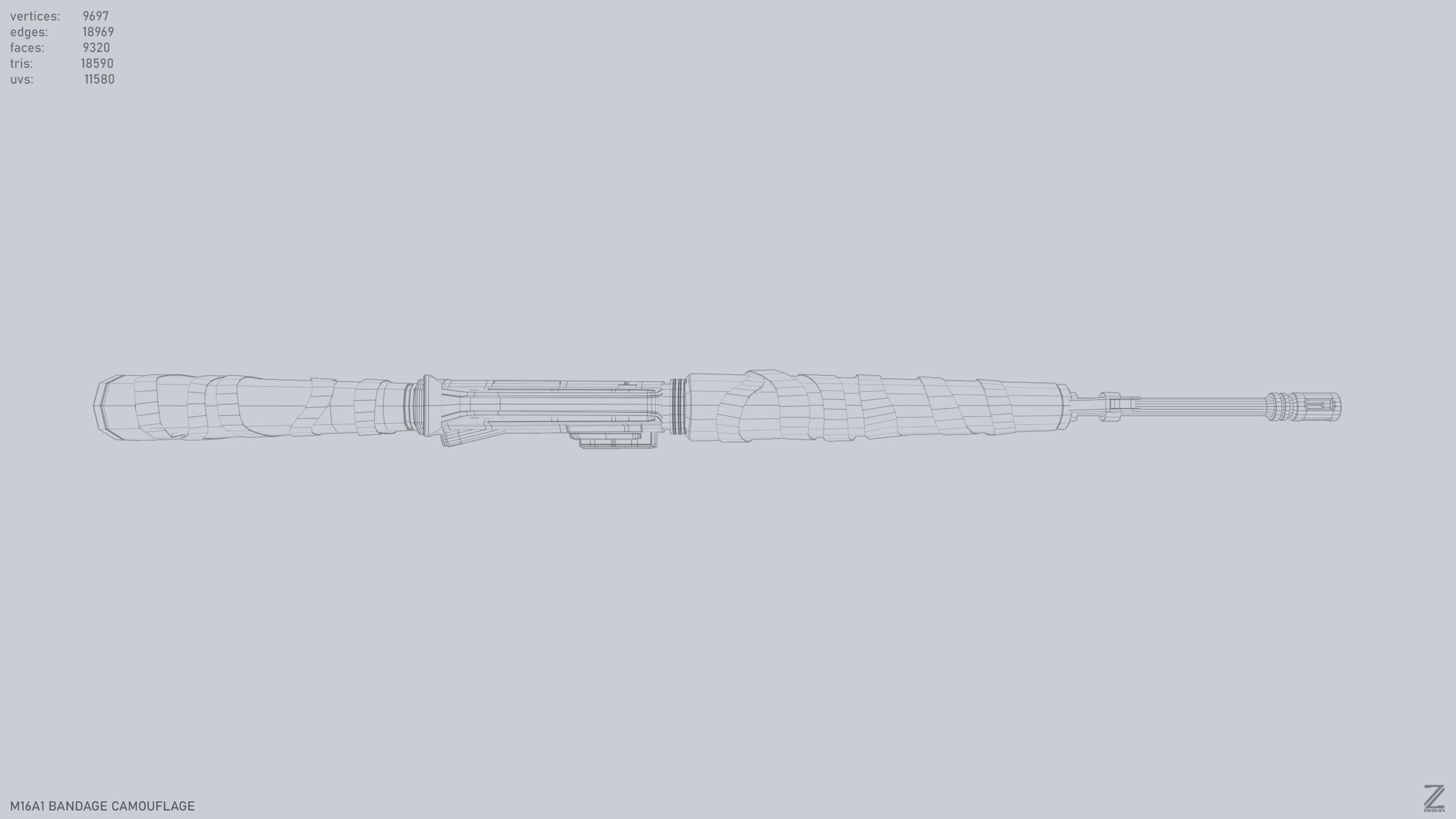 M16A1 Bandage Camouflage Low-poly 3D model_8