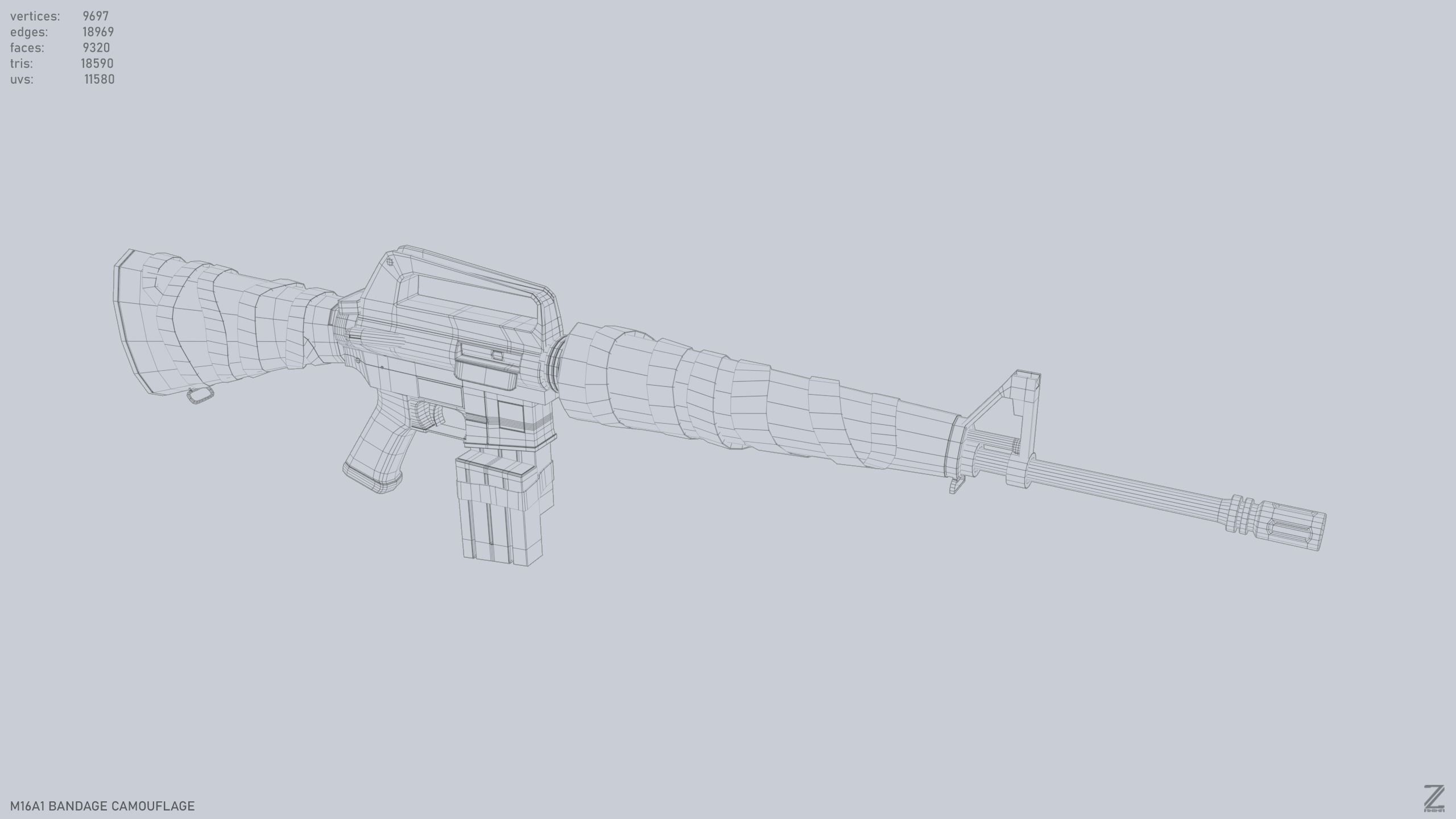 M16A1 Bandage Camouflage Low-poly 3D model_14