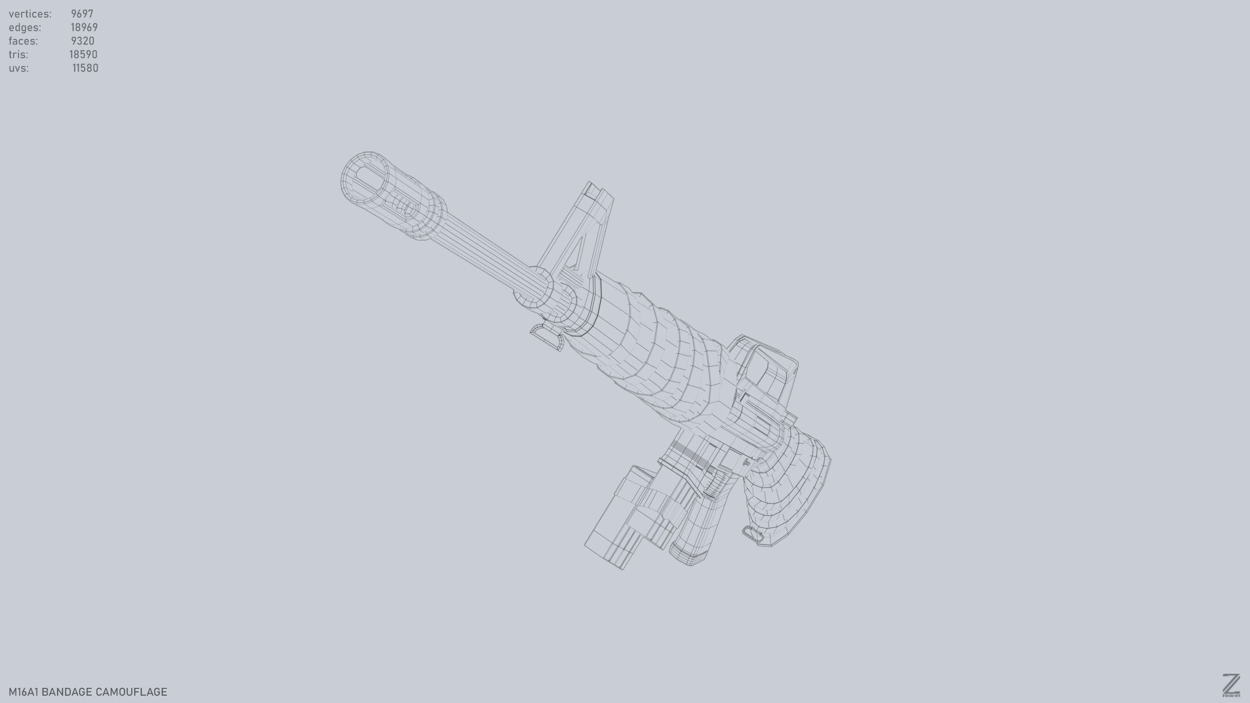 M16A1 Bandage Camouflage Low-poly 3D model_13