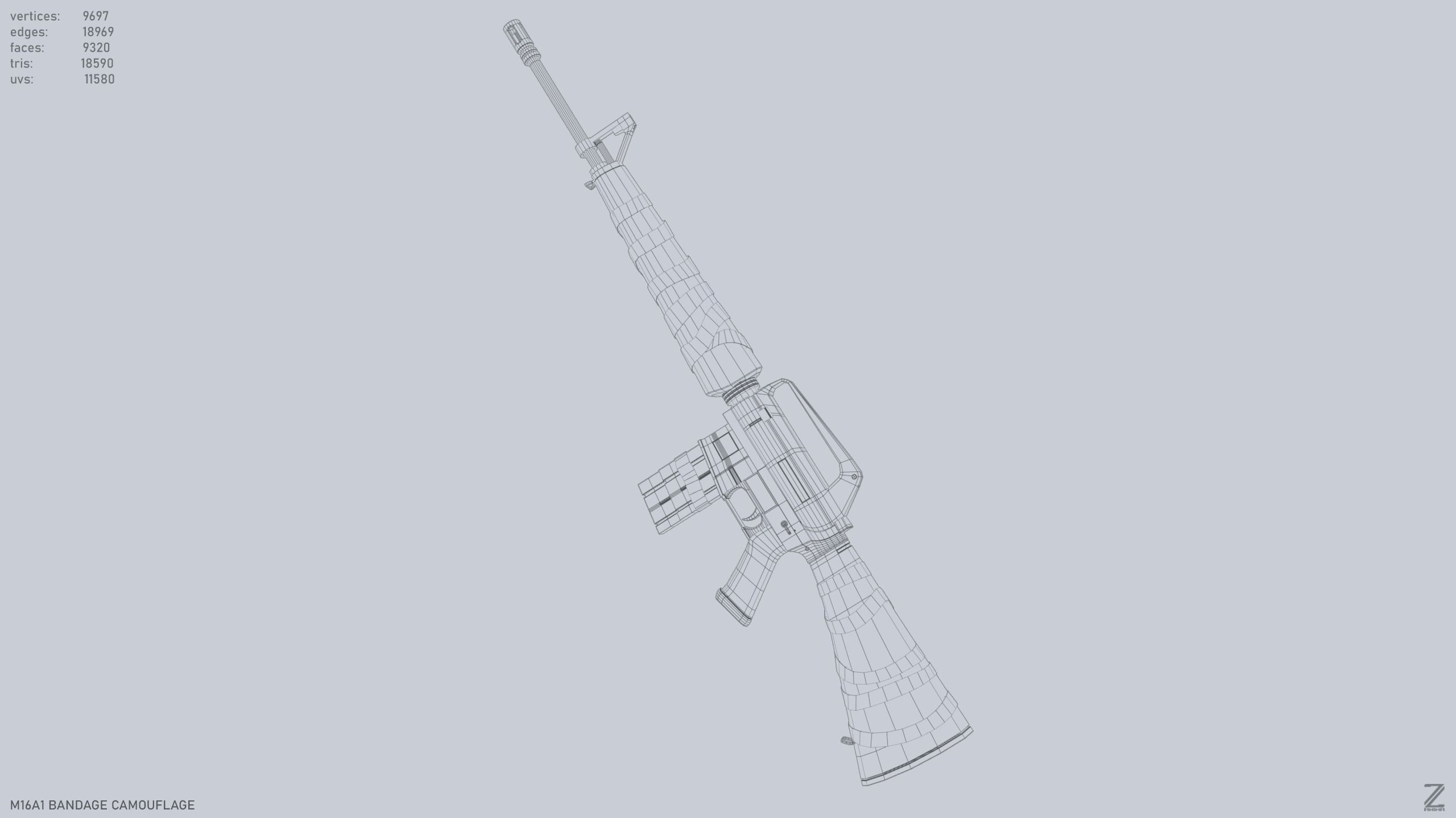 M16A1 Bandage Camouflage Low-poly 3D model_7