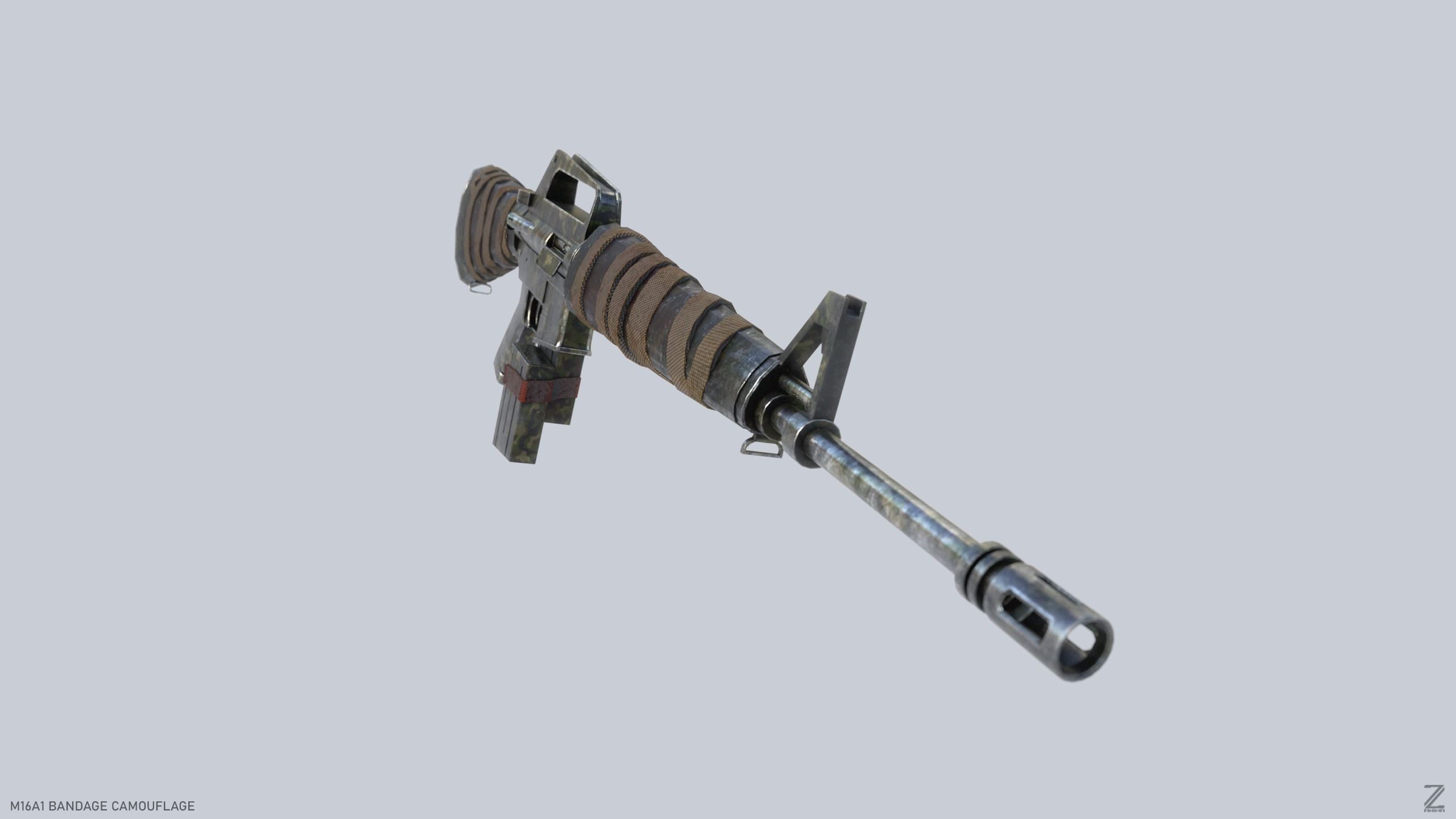 M16A1 Bandage Camouflage Low-poly 3D model_3