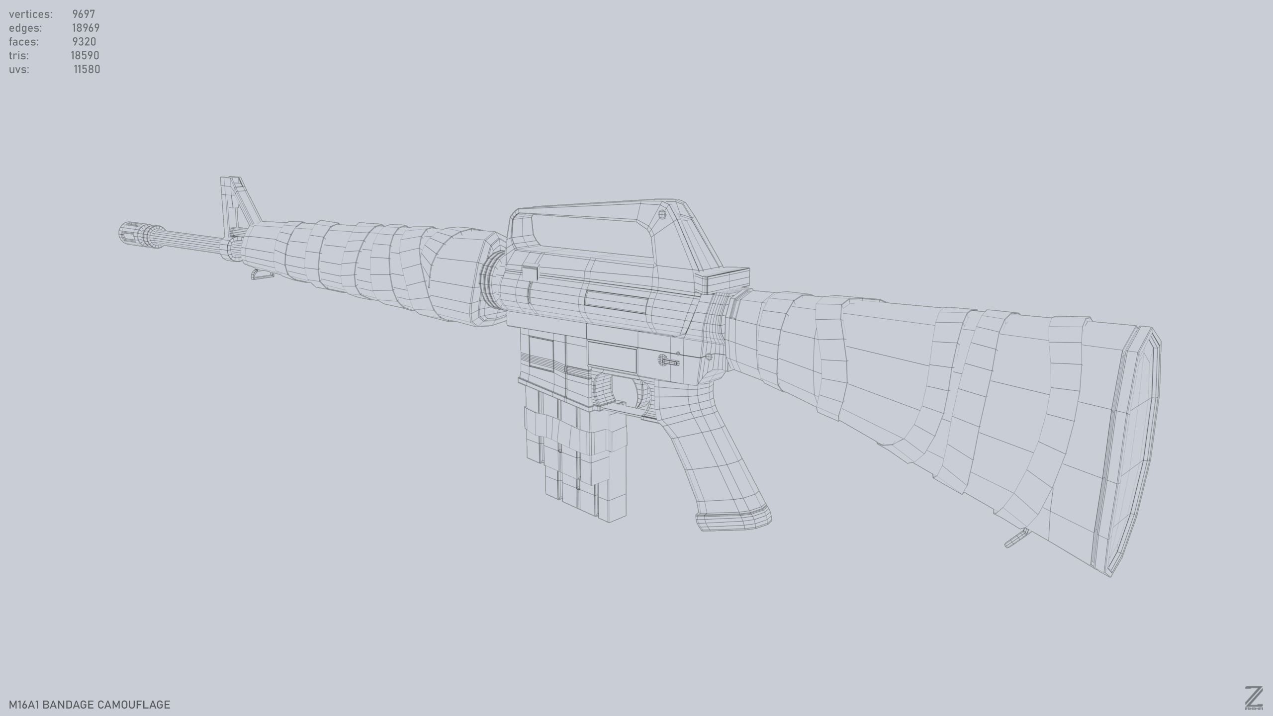 M16A1 Bandage Camouflage Low-poly 3D model_10