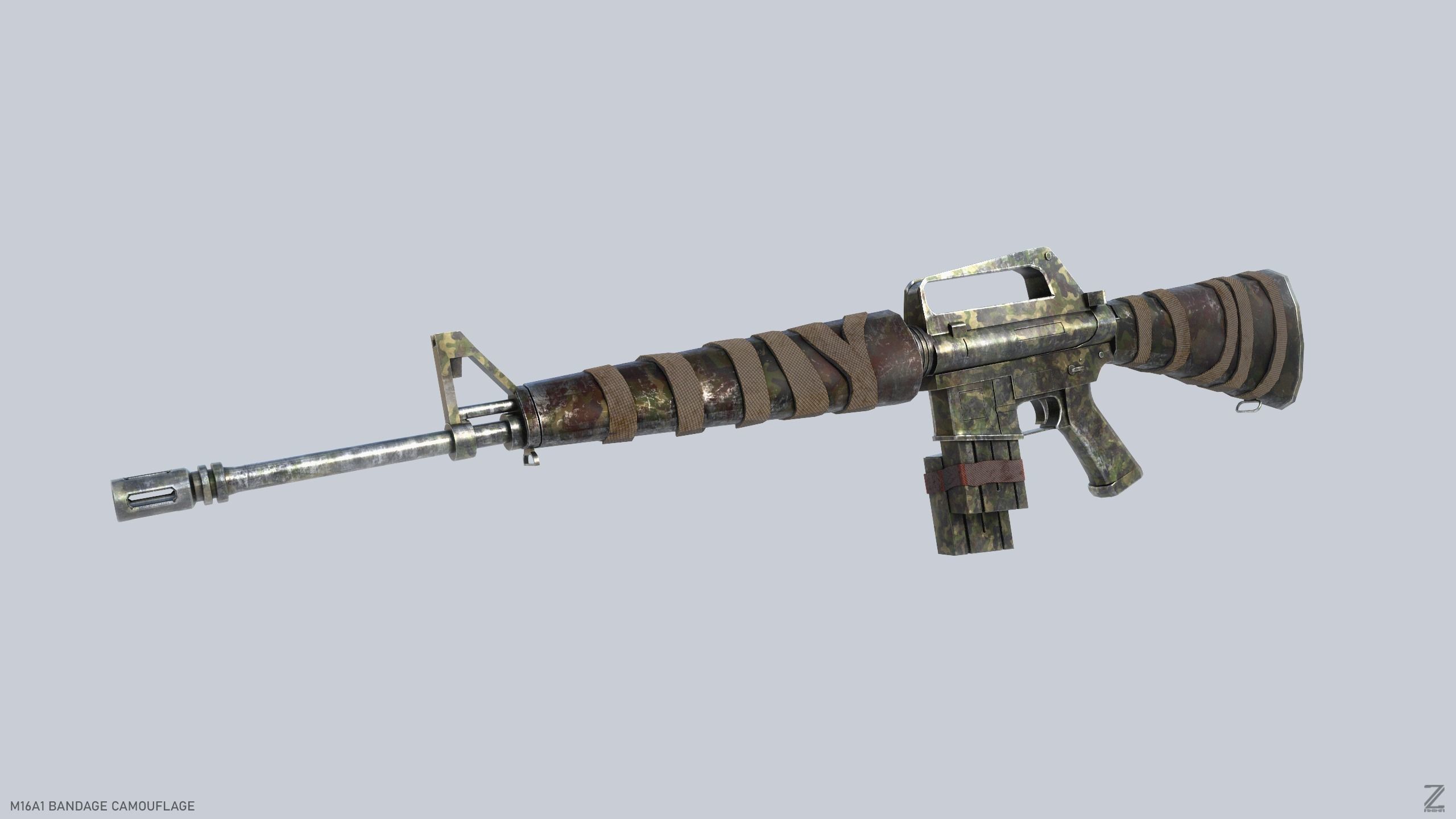 M16A1 Bandage Camouflage Low-poly 3D model_1