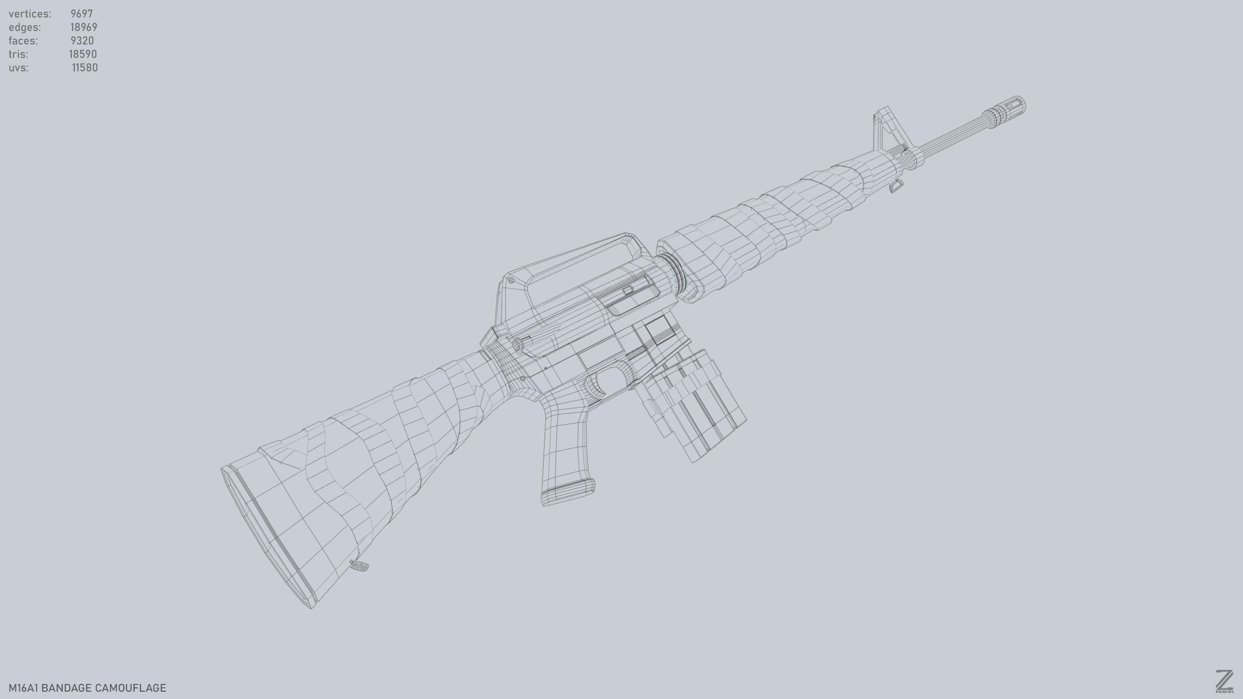 M16A1 Bandage Camouflage Low-poly 3D model_12