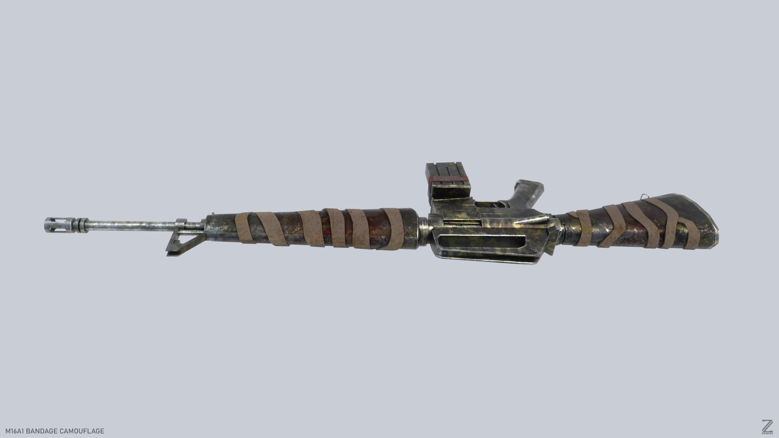 M16A1 Bandage Camouflage Low-poly 3D model_4