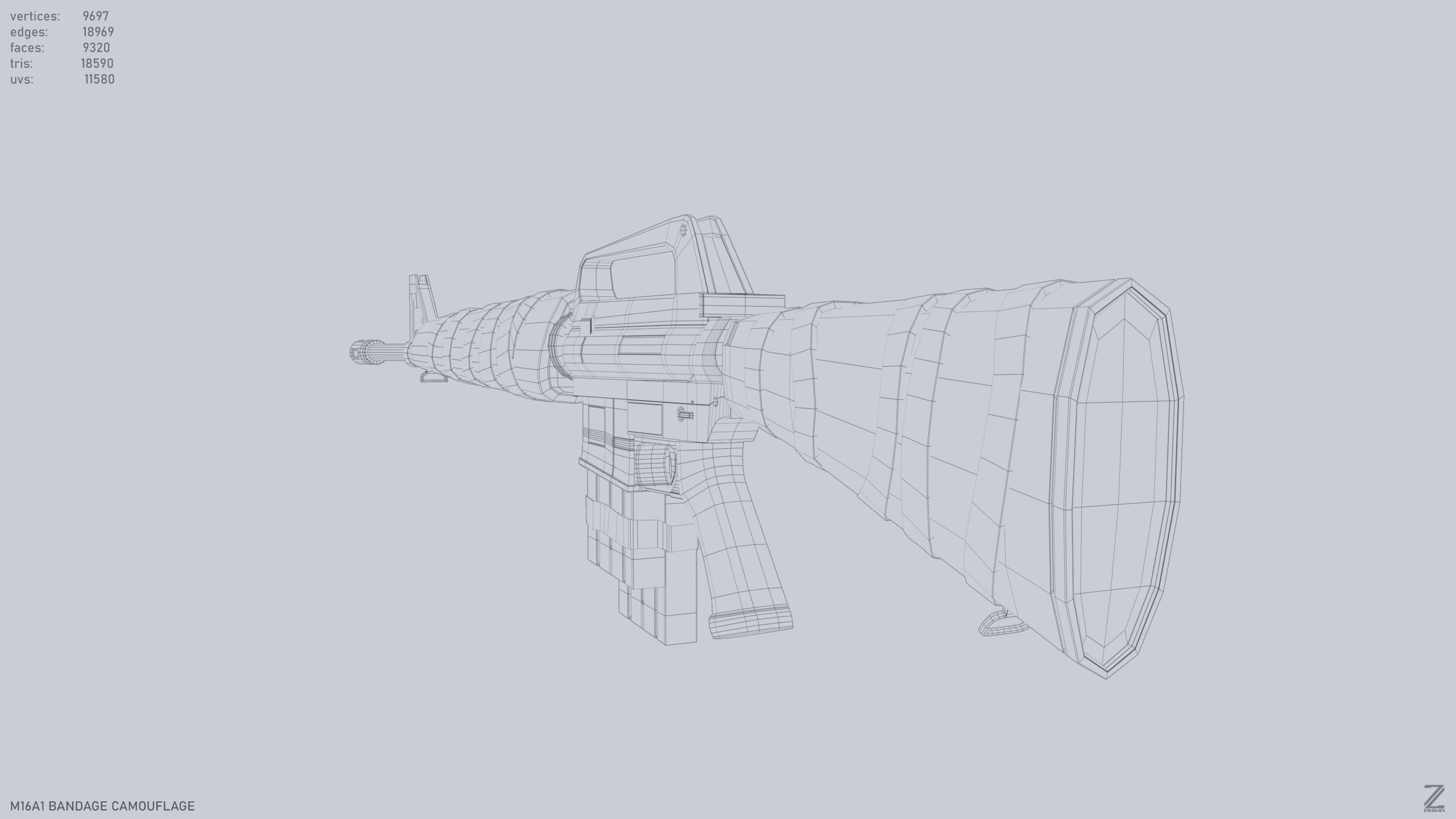 M16A1 Bandage Camouflage Low-poly 3D model_11