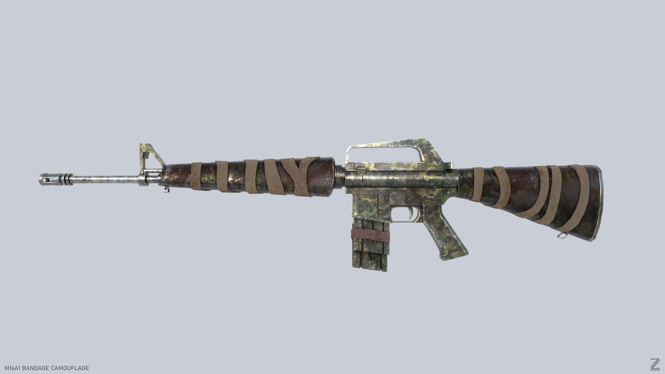 M16A1 Bandage Camouflage Low-poly 3D model_5