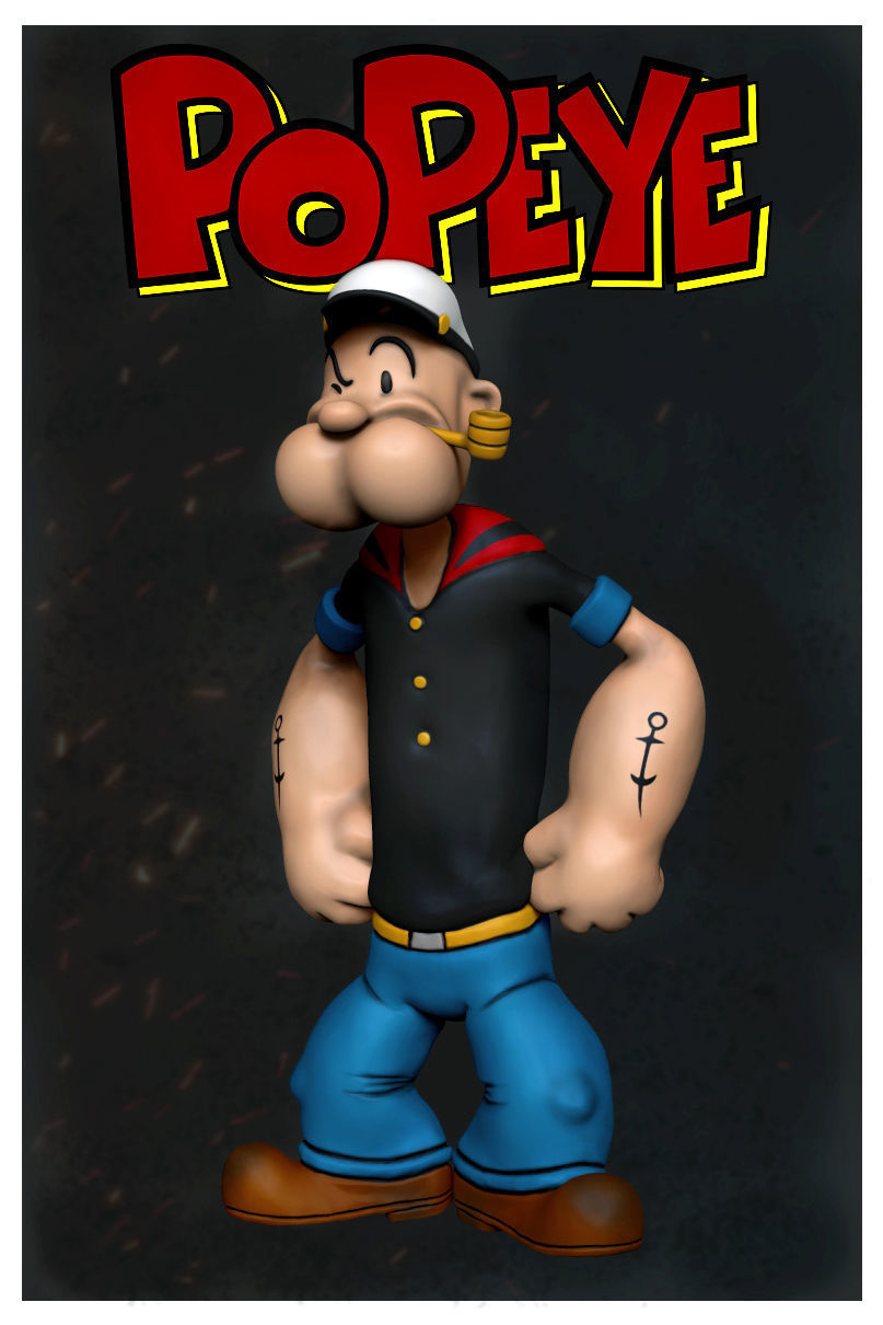 Popeye cartoon character 3D print model_8