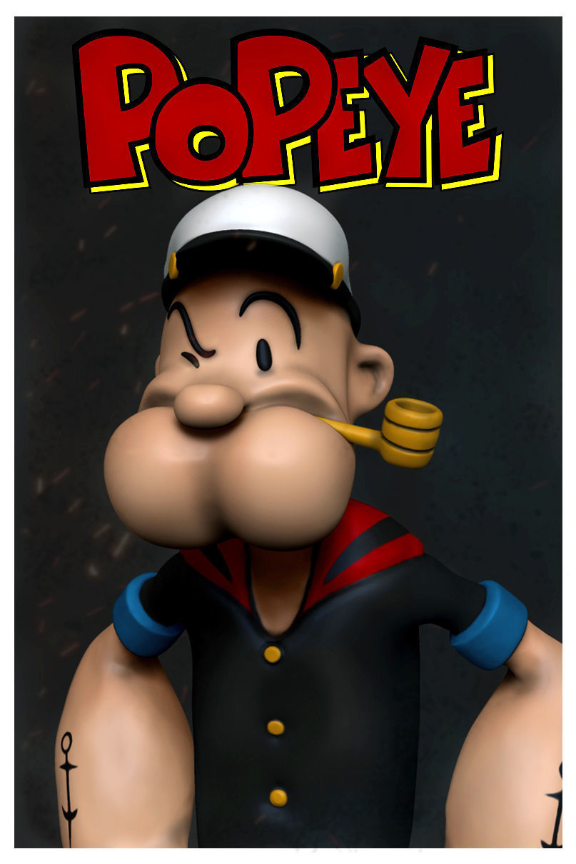 Popeye cartoon character 3D print model_4