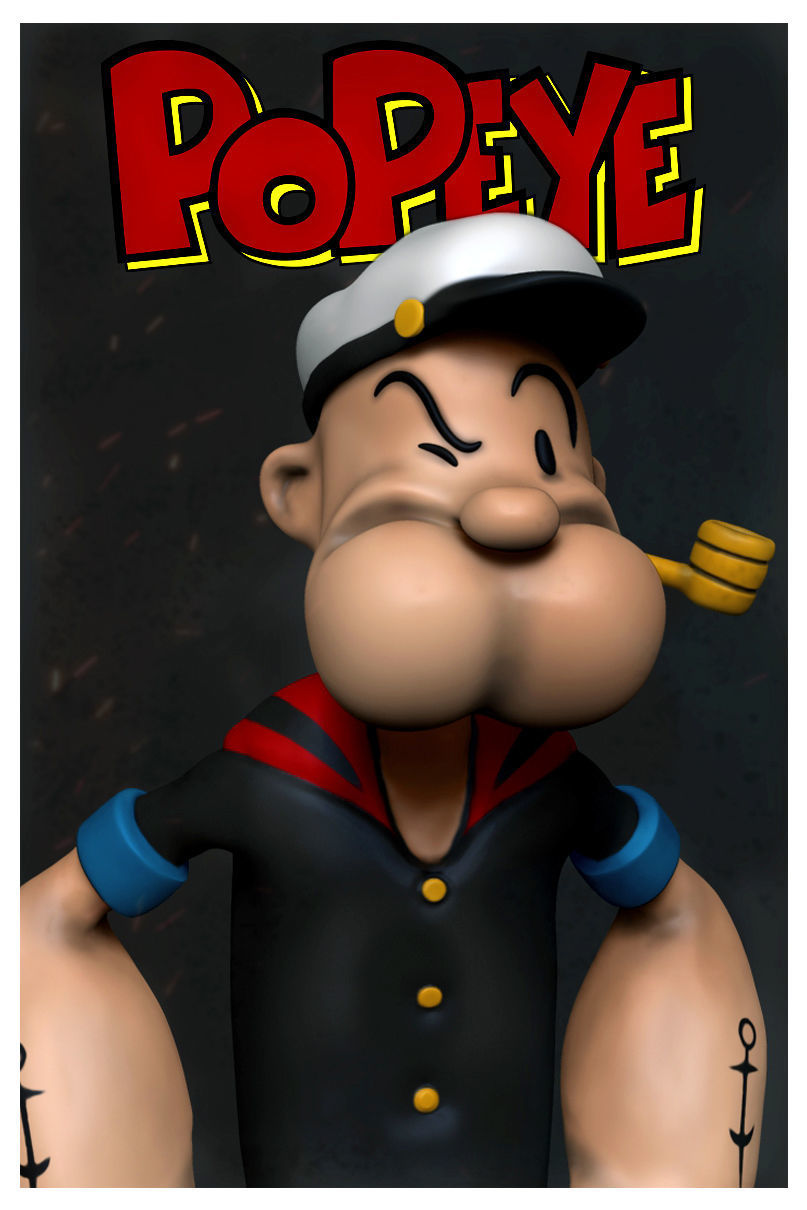 Popeye cartoon character 3D print model_5