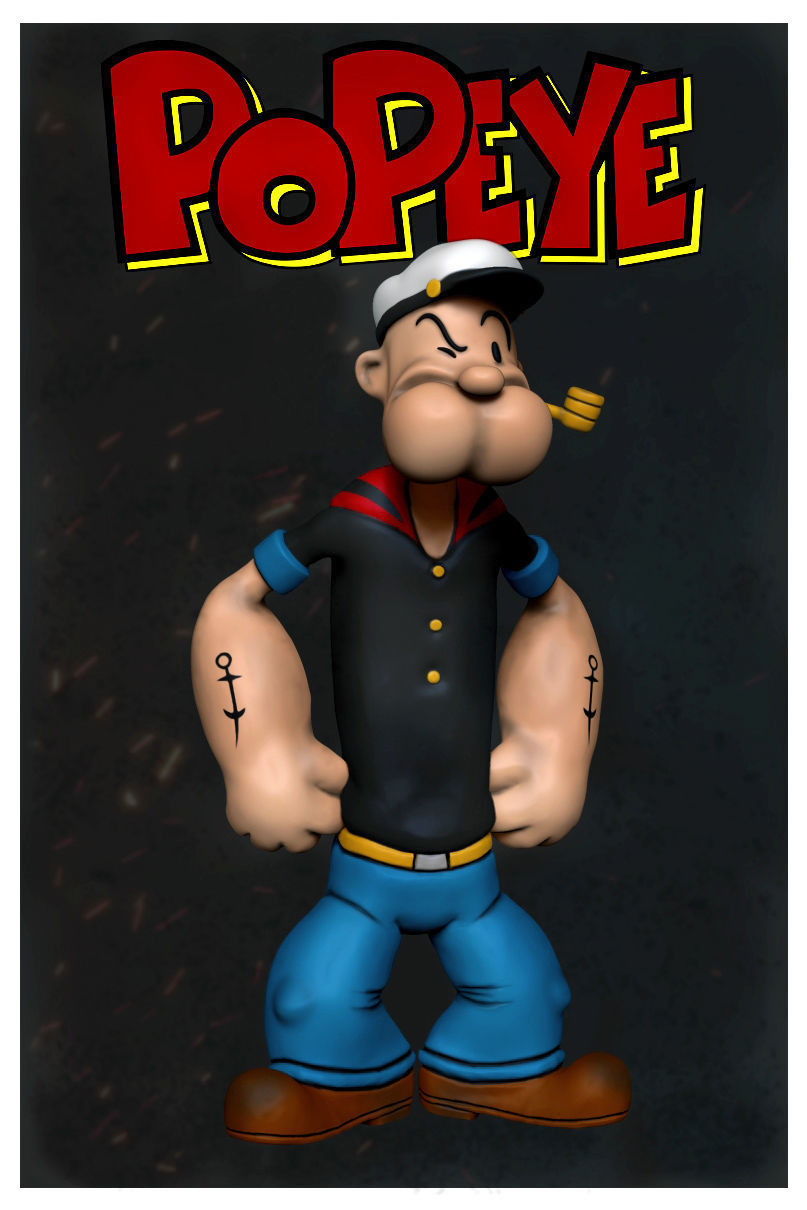 Popeye cartoon character 3D print model_7