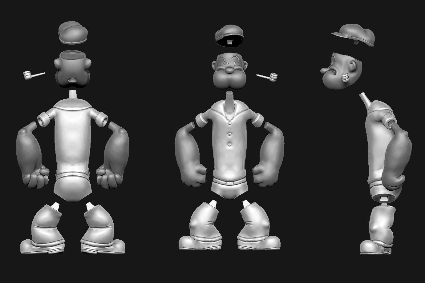 Popeye cartoon character 3D print model_2