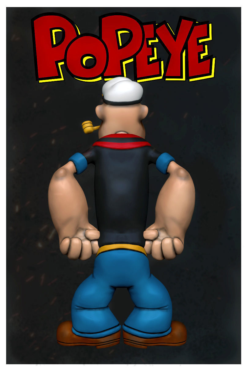 Popeye cartoon character 3D print model_6
