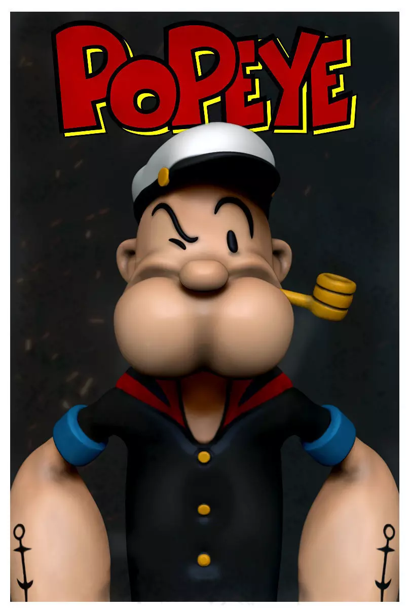 Popeye cartoon character 3D print model_0