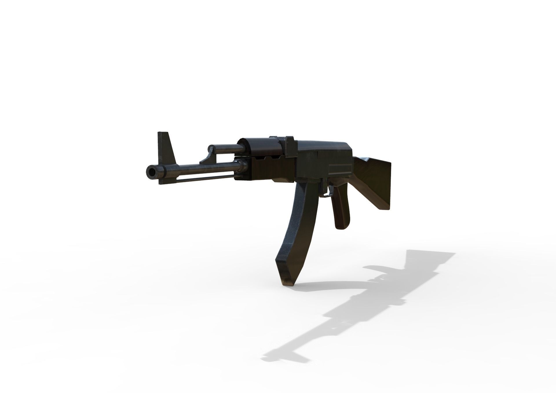 Ak47 low poly 3d midel mwith texture Low-poly 3D model_2