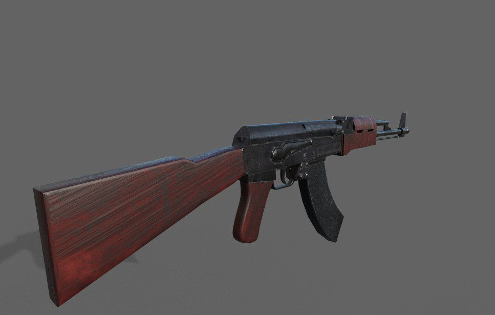 Ak47 low poly 3d midel mwith texture Low-poly 3D model_8