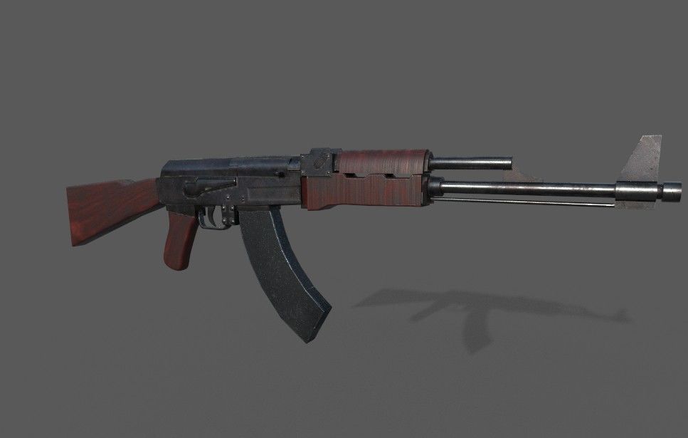 Ak47 low poly 3d midel mwith texture Low-poly 3D model_5
