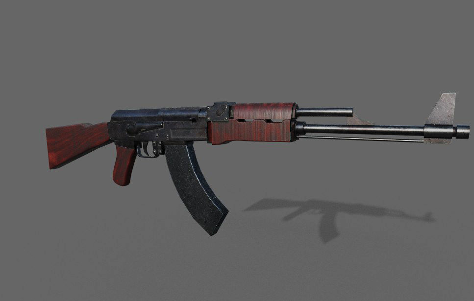 Ak47 low poly 3d midel mwith texture Low-poly 3D model_7