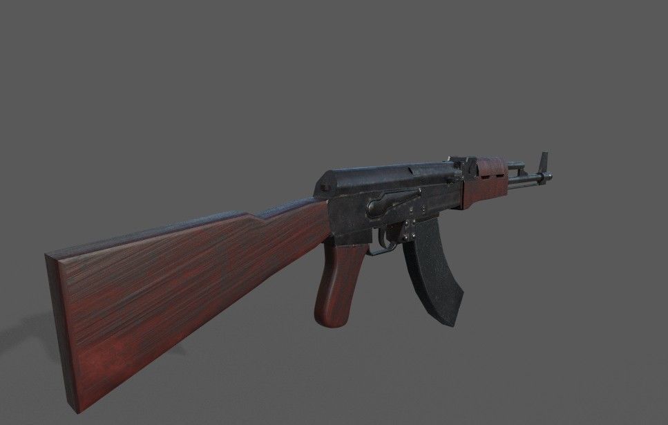 Ak47 low poly 3d midel mwith texture Low-poly 3D model_4