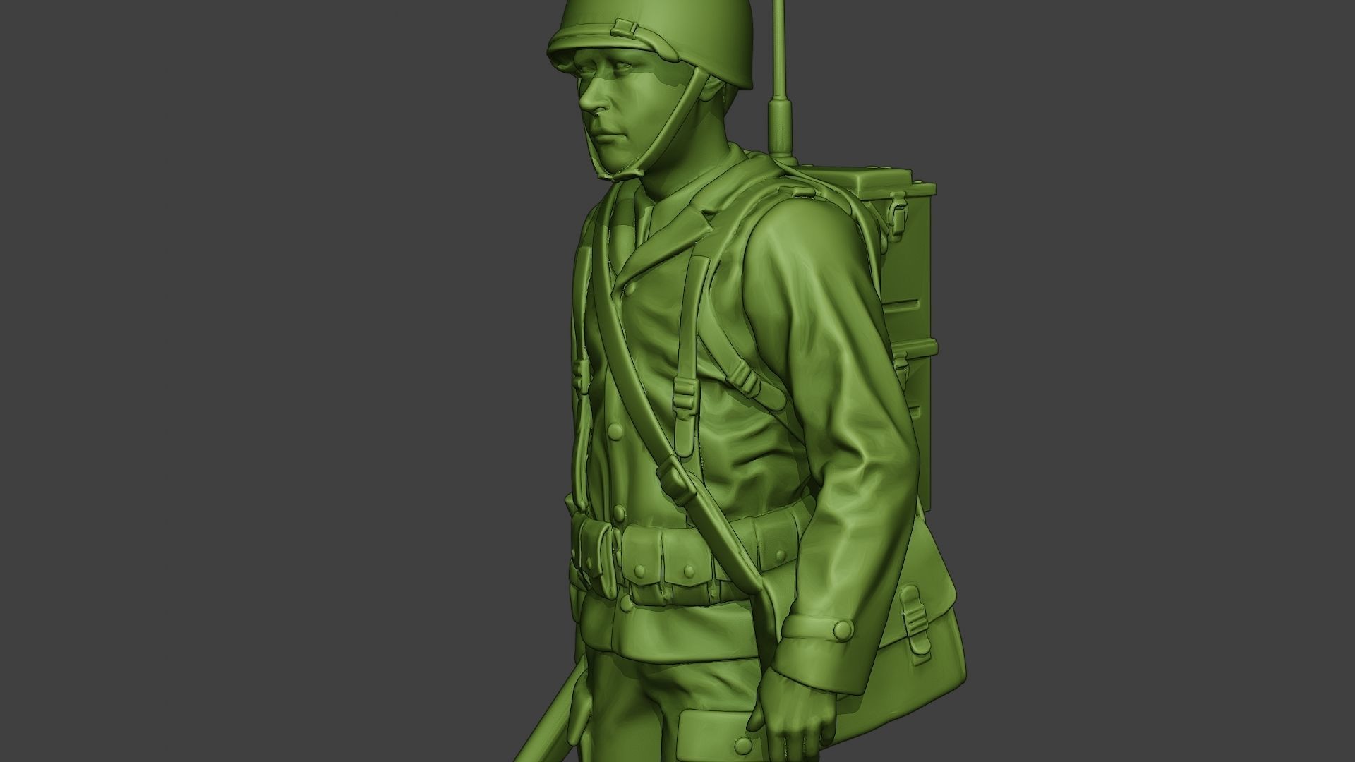 American engineer soldier ww2 walk A9 3D print model_17
