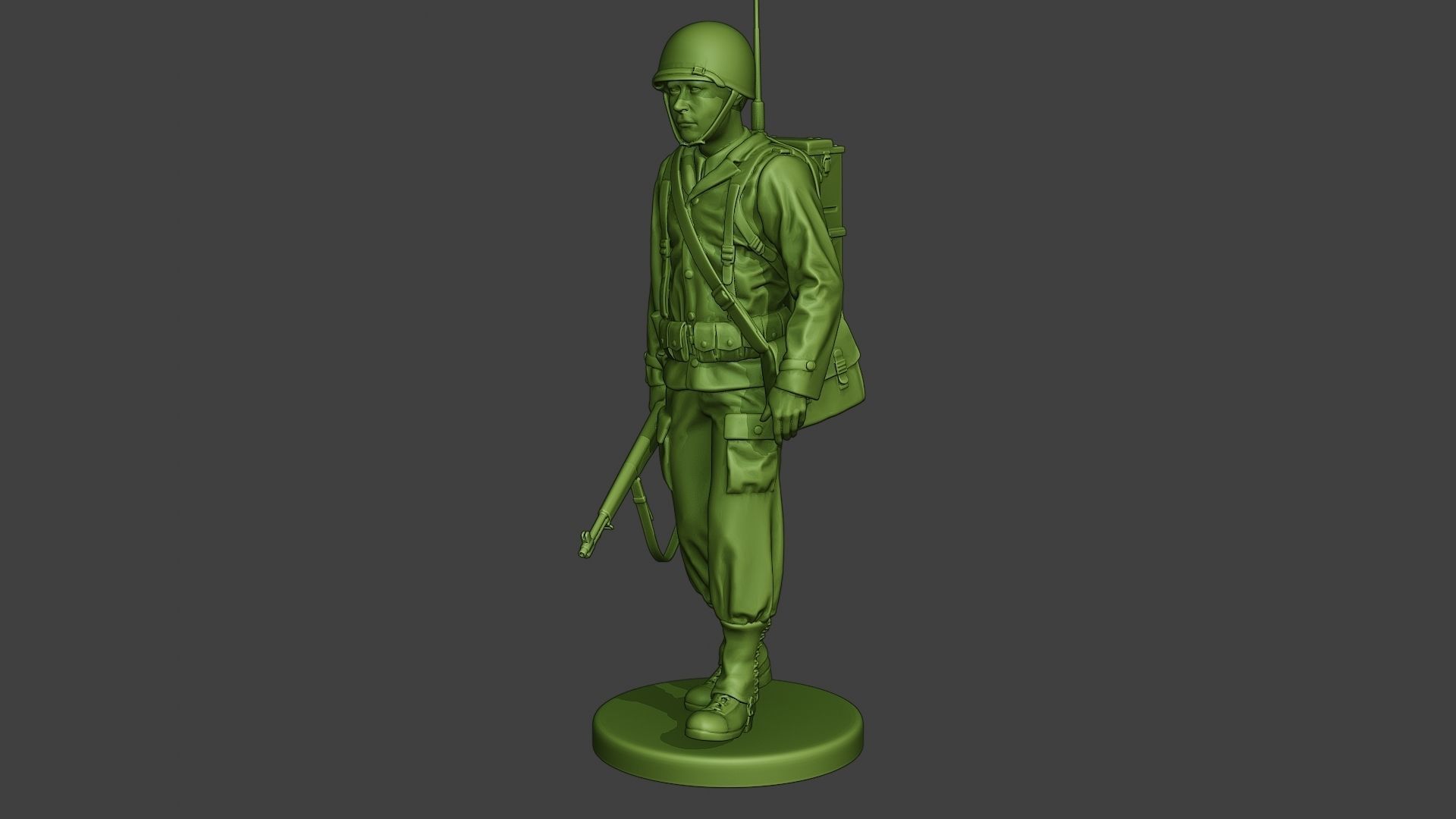 American engineer soldier ww2 walk A9 3D print model_1