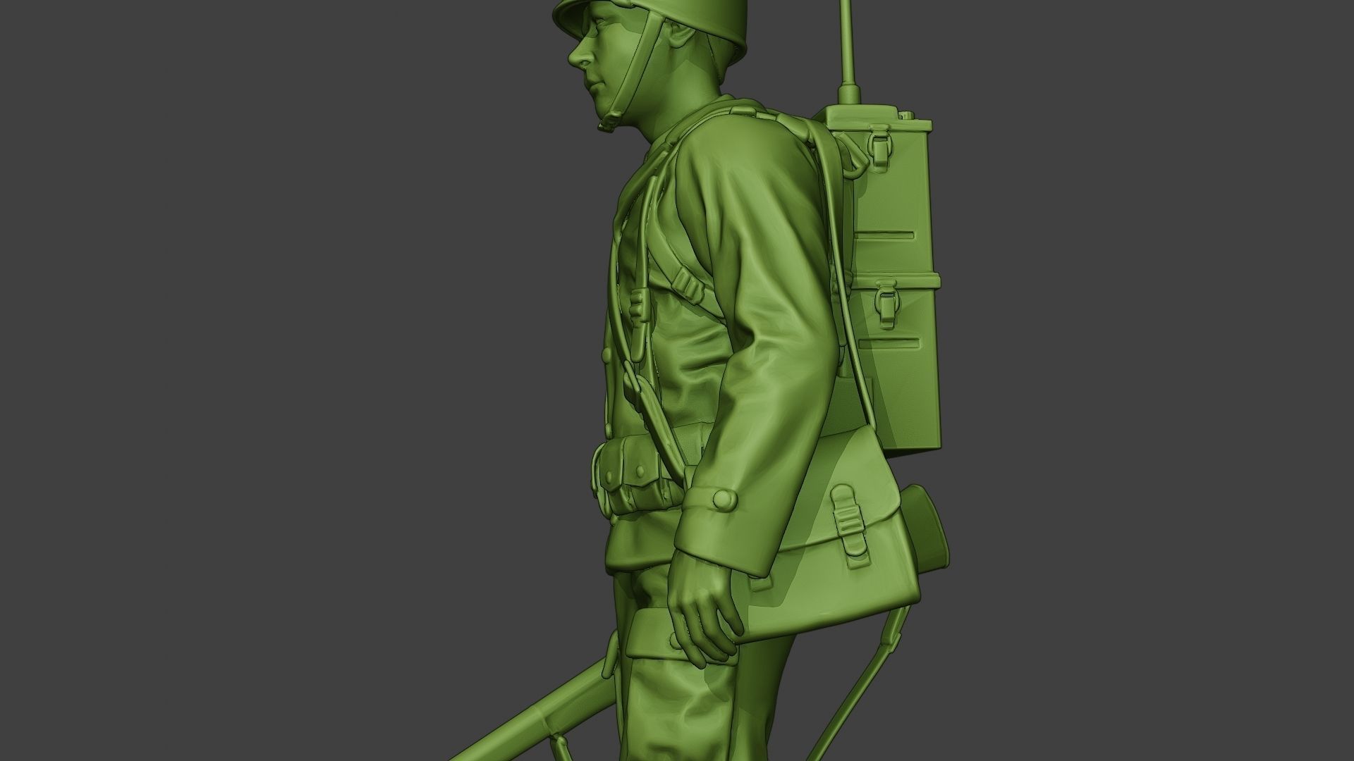 American engineer soldier ww2 walk A9 3D print model_16